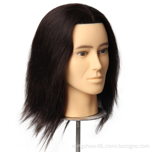 Hairdresser male mannequin head with human hair for sale